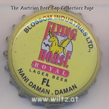 Beer cap Nr.15560: Flying Horse Royal Lager Beer produced by Blossom Industries Ltd./Nani Daman