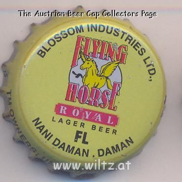Beer cap Nr.16040: Flying Horse Royal Lager Beer produced by Blossom Industries Ltd./Nani Daman